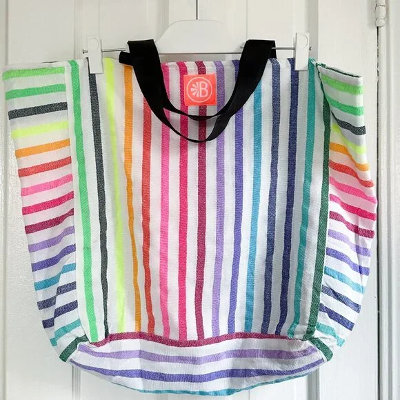 Las Bayadas Sun Please Beach Bag Tote Rainbow Colors - RARE - Used Once - Picture 2 of 5